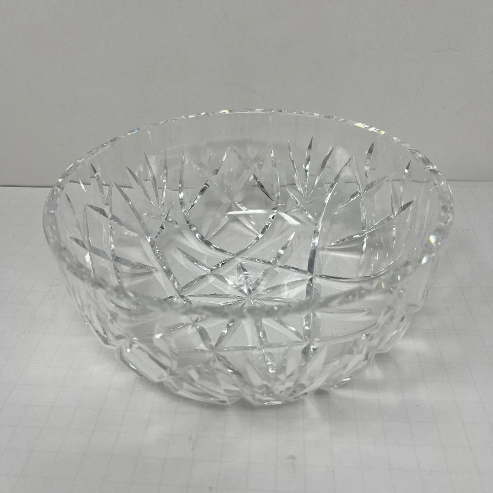 Crystal Impression Glass Fruit Bowl Clear Decorative Serving Dish Elegant Center